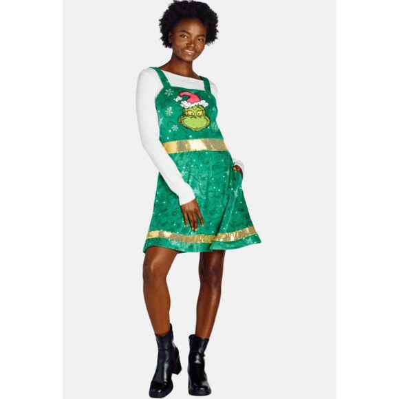The Grinch Dresses & Skirts - SOLD SOLD Green Sz Medium Soft Velour Sleeveless GRINCH Christmas Holiday Dress